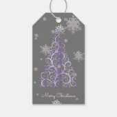 Paarse kerstboom en Snowflakes Gift Label Cadeaulabel (Voorkant)