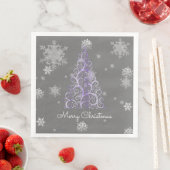 Paarse kerstboom en snowflakes papier servet (Insitu)
