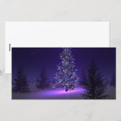 Paarse kerstboom feestdagenkaart (Voorkant / Achterkant)
