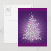 Paarse kerstboom feestdagenkaart (Voorkant / Achterkant)