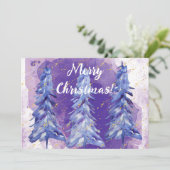 Paarse kerstboom gouden sneeuwvlokken feestdagenkaart (Staand voorkant)