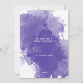 Paarse kerstboom gouden sneeuwvlokken feestdagenkaart (Achterkant)