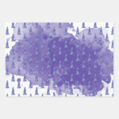 Paarse kerstboom gouden sneeuwvlokken inpakpapier vel (Voorkant 3)