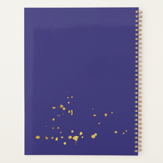 Paarse kerstboom gouden sneeuwvlokken planner (Achterkant)