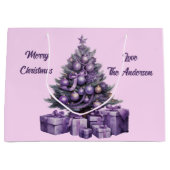 Paarse kerstboom groot cadeauzakje (Voorkant)