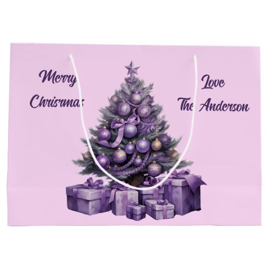 Paarse kerstboom groot cadeauzakje (Achterkant)