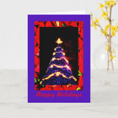 Paarse Kerstboom, Kerstmis Kaart (Gele Bloem)