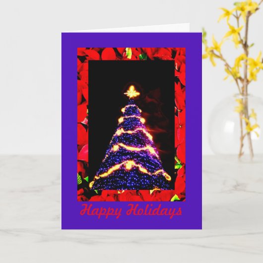 Paarse Kerstboom, Kerstmis Kaart (Gele Bloem)