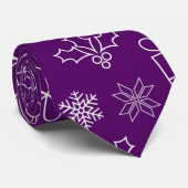 Paarse kerstboom, kerstmuts, cadeaus, hulst stropdas (Opgerold)