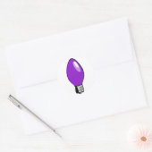 Paarse kerstboom licht ronde sticker (Envelop)