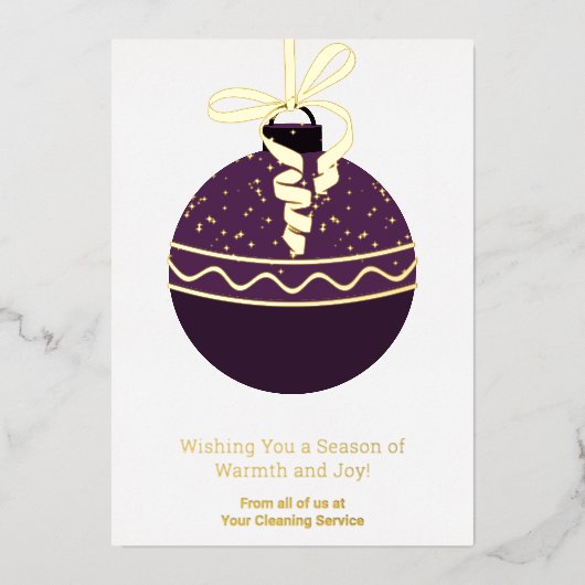 Paarse kerstboom Ornament Folie vakantie Kaart (Voorkant)