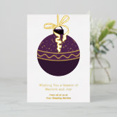 Paarse kerstboom Ornament Folie vakantie Kaart (Staand Voorkant)