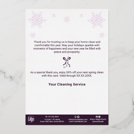 Paarse kerstboom Ornament Folie vakantie Kaart (Achterkant)