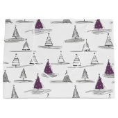 Paarse Kerstboom Patroon#5 ID1009 Groot Cadeauzakje (Voorkant)