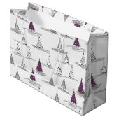 Paarse Kerstboom Patroon#5 ID1009 Groot Cadeauzakje (Voorkant Gekanteld)