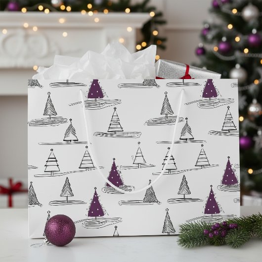 Paarse Kerstboom Patroon#5 ID1009 Groot Cadeauzakje