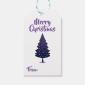 Paarse kerstboom Vrolijk kerstcadeau Label Cadeaulabel (Voorkant)