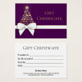 Paarse kerstboomblaasjes met blauwe kaart (Voorkant /achterkant)