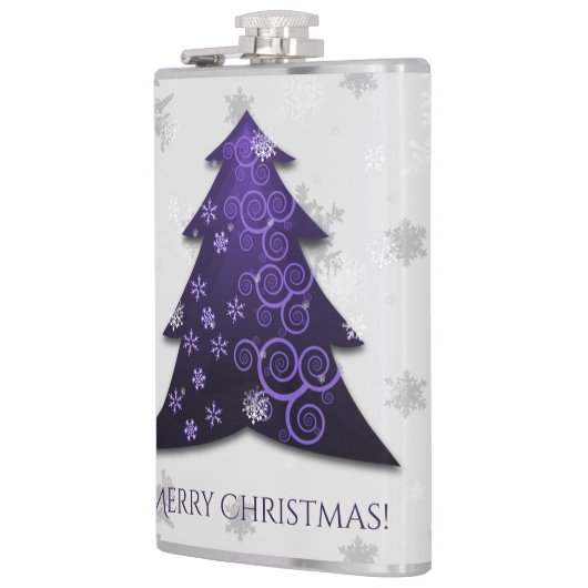 Paarse kerstboomfles heupfles (Links)