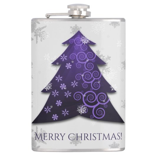 Paarse kerstboomfles heupfles (Voorkant)