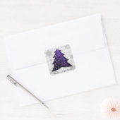 Paarse kerstboomklever vierkante sticker (Envelop)