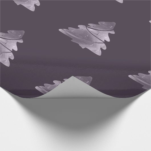 Paarse kerstboompatroonegroplant cadeaupapier (Hoek)