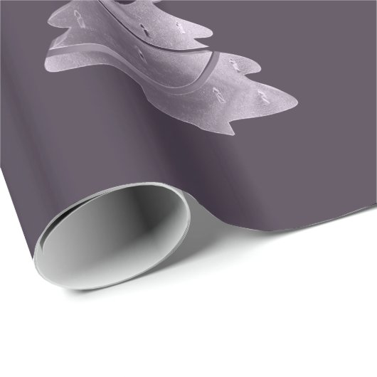 Paarse kerstboompatroonegroplant cadeaupapier (Rol Hoek)