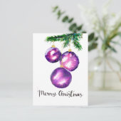 Paarse kerstboomversieringen briefkaart (Staand voorkant)