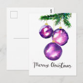 Paarse kerstboomversieringen briefkaart (Voorkant / Achterkant)