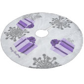 Paarse Kerstcadeau Boomrok Fleece Kerstboom Rok (Gekanteld)