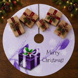 Paarse Kerstcadeau Boomrok Fleece Kerstboom Rok