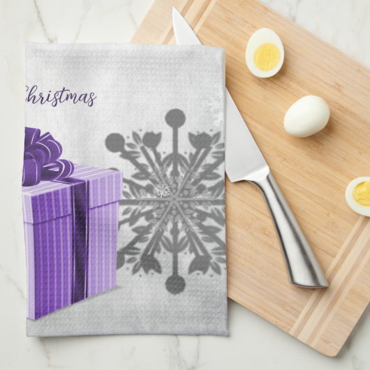 Paarse kerstcadeau-keukenhanddoeken theedoek (Quarter Fold)