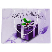 Paarse kerstcadeau voor cadeaus groot cadeauzakje (Voorkant)