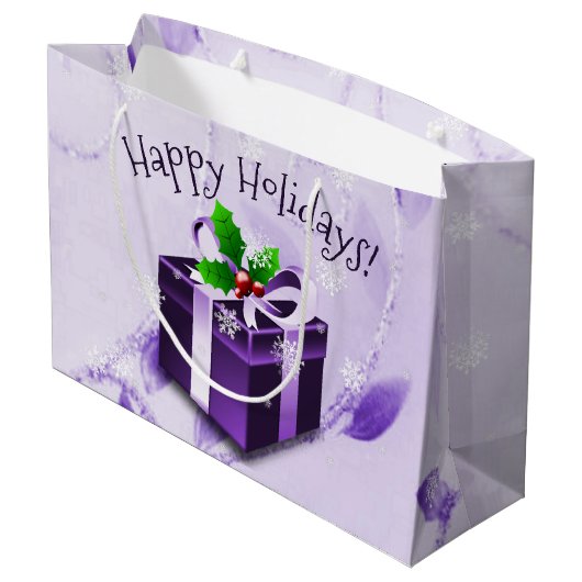 Paarse kerstcadeau voor cadeaus groot cadeauzakje (Achterkant Gekanteld)