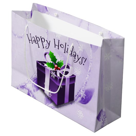 Paarse kerstcadeau voor cadeaus groot cadeauzakje (Voorkant Gekanteld)