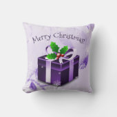 Paarse Kerstcadeau Worp Kussen (Voorkant)