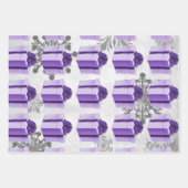 Paarse kerstcadeaubladen inpakpapier vel (Voorkant 2)