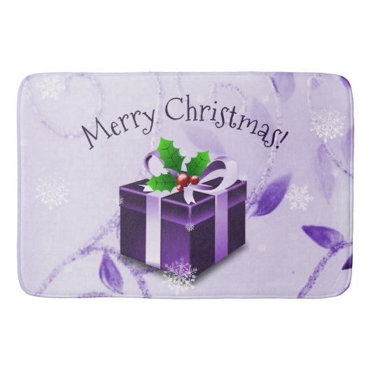 Paarse kerstcadeaubon badmat (Voorkant)