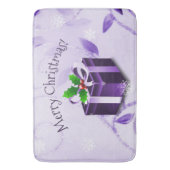 Paarse kerstcadeaubon badmat (Voorkant Verticaal)