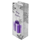 Paarse kerstcadeaubon voor feestdag wijn cadeautas (Voorkant Gekanteld)