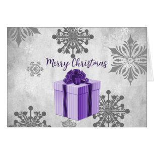 Paarse kerstcadeaufeestdag met kerstcadeaus Kaart