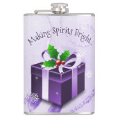 Paarse kerstcadeaufles heupfles (Voorkant)