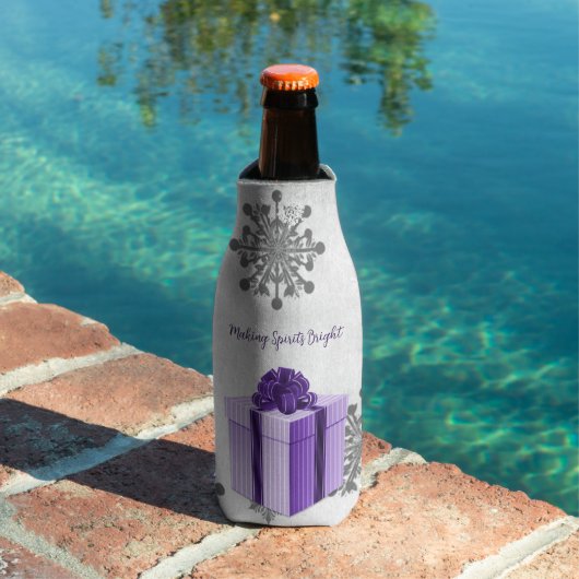 Paarse kerstcadeauholiday fles koeler (Insitu Zwembad)