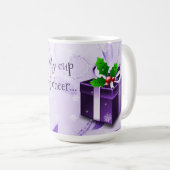 Paarse kerstcadeaukoffie Mok (Voorkant rechts)