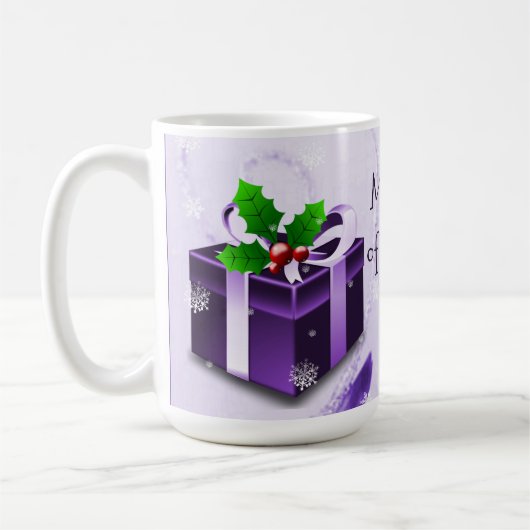 Paarse kerstcadeaukoffie Mok (Links)