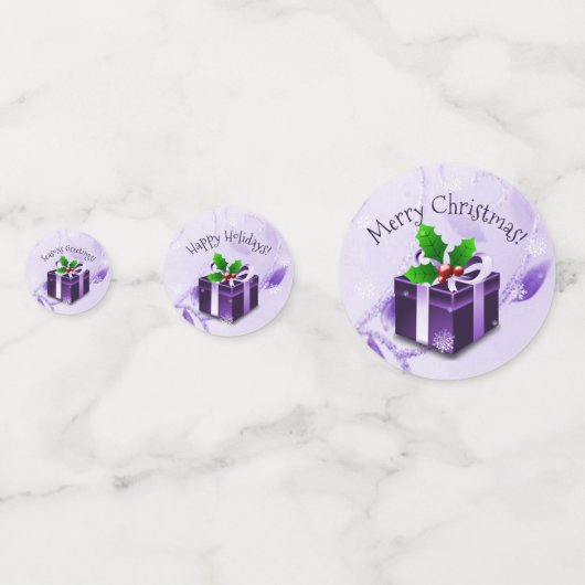 Paarse kerstcadeaus Confetti (Achterkanten)