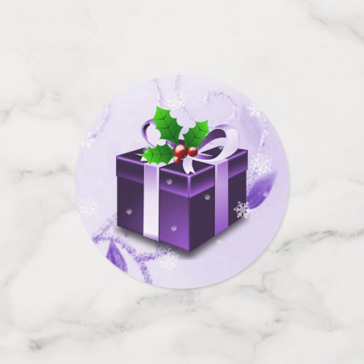 Paarse kerstcadeaus Confetti (Kleine voorkant)