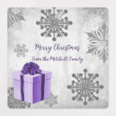 Paarse kerstcadeaus voor feestdagen labels (Design 1)