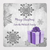 Paarse kerstcadeaus voor feestdagen labels (Design 2)