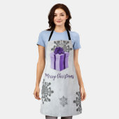 Paarse kerstcadeauvakantie Schort (Gedragen)